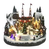Holiday Living - Village Scene LED Illuminated Musical and Animated - Resin - 15.35-in - Multicolour