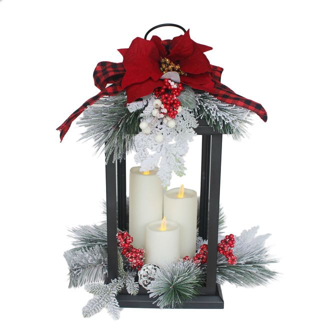 Holiday Living Lantern with Red Ribbon - 20-in