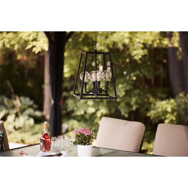 allen + roth 4-Lights Black Metal LED Gazebo Chandelier