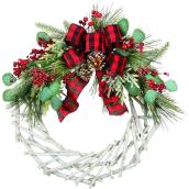 Holiday Living 1-Pack 22-in Indoor Multicolour Artificial Christmas Wreath with Bow