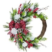 Holiday Living Indoor Multicolour Artificial Christmas Wreath with Snowflakes 20-in