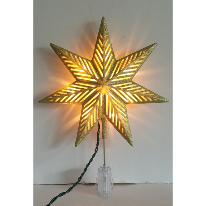 Holiday Living 1-Pack 9.75-in 7-Point Star Gold Christmas Tree Topper