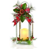 Holiday Living 1-Pack Silver Lantern Table Decoration with Candle