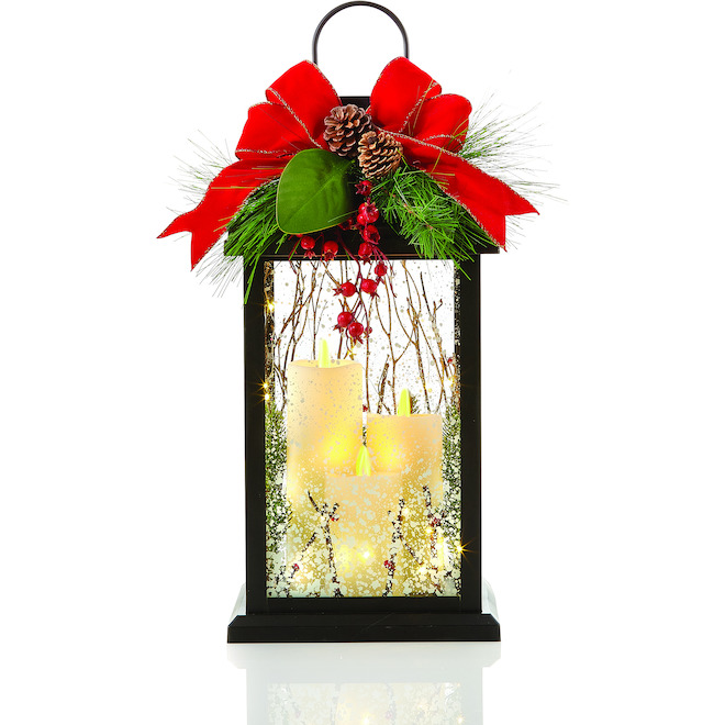 Holiday Living 1-Pack Lighted Black Lantern Decoration with LED Candles