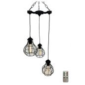 allen + roth 66-in H 3-Light Black LED Gazebo Chandelier with Remote Control
