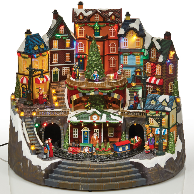 Carole Towne Christmas Village Animated and Musical 16.73-in x 13.98-in x 14.76-in Holiday Living