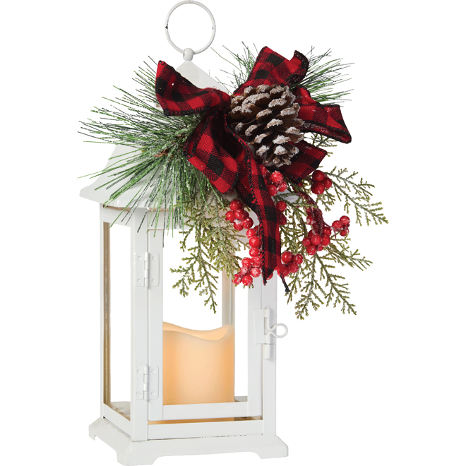 CELEBRATIONS BY L&CO White Lantern with LED Candle 12-in