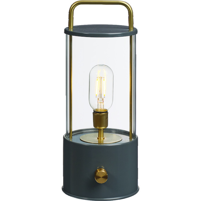 Landon & Co. 13.7-in H Black Metal and Clear Glass Battery Powered LED Lantern - 3 x AA Batteries Included