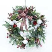 Celebrations by L&CO 24-in Christmas Wreath with Ribbon and Ornaments