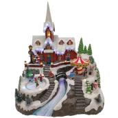 Celebrations by L&CO Animated and Illuminated Village Scene with Church and River