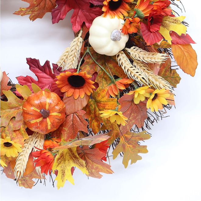 Célébrations BY Landon & Co. Orange and Beige 22-in H Leaf Wreath Fall Decoration