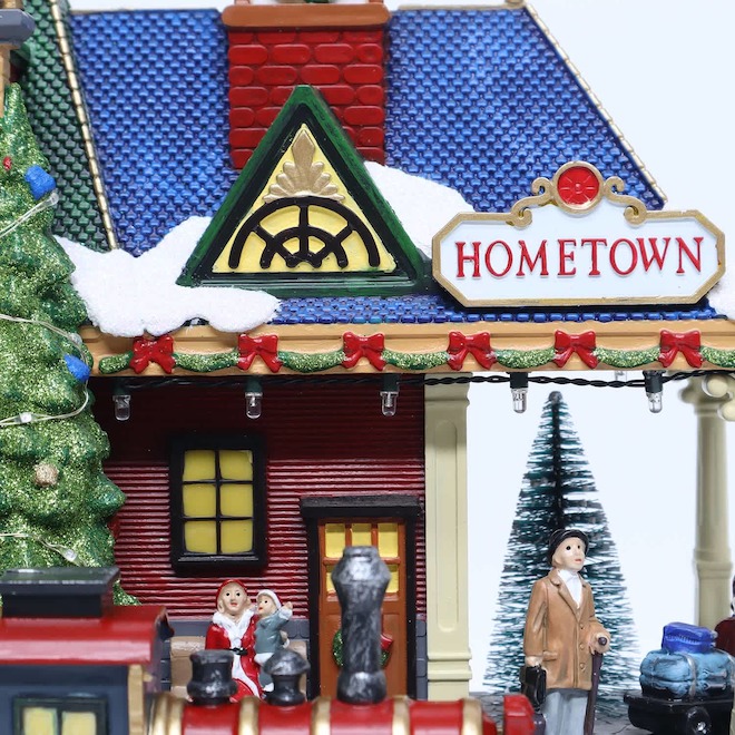 Celebrations BY Landon & Co. Christmas Train Station Illuminated and Musical - 11.4 x 12.8-in