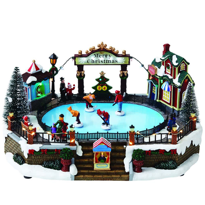Celebrations BY Landon & Co. Musical Christmas Hockey Scene Animated with Lights - 13.58 x 10.4 x 5-in
