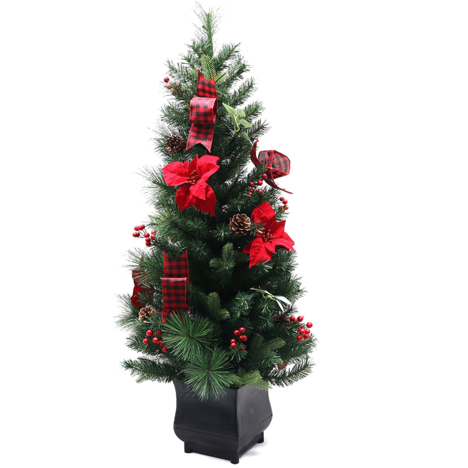 Celebrations BY Landon & Co. Artificial Potted Christmas Tree with Decorations and LED Lights - 4-ft