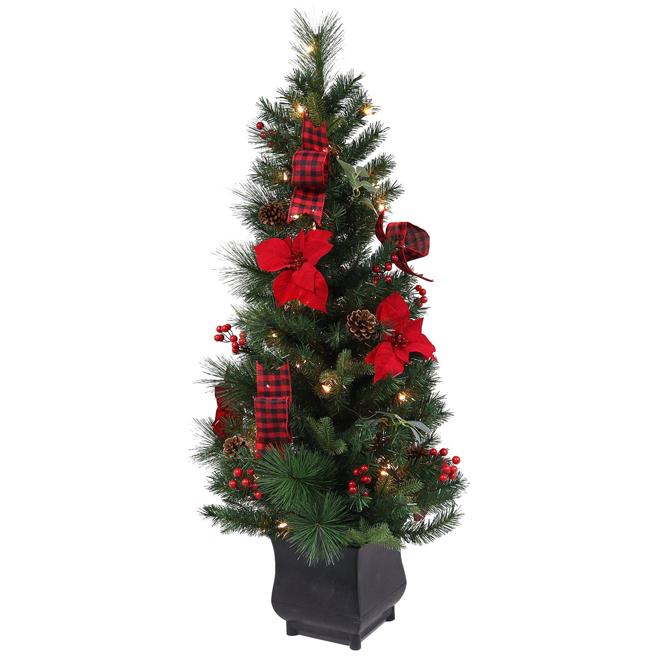 Celebrations BY Landon & Co. Artificial Potted Christmas Tree with Decorations and LED Lights - 4-ft