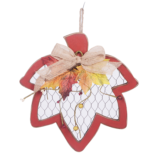 Decorative Maple Leaf - 9 1/2" X 1" X 10" - Red