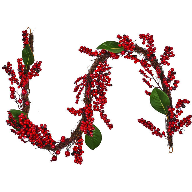 Holiday Living Garland - Vine and Berries - 6-ft - Red/Green