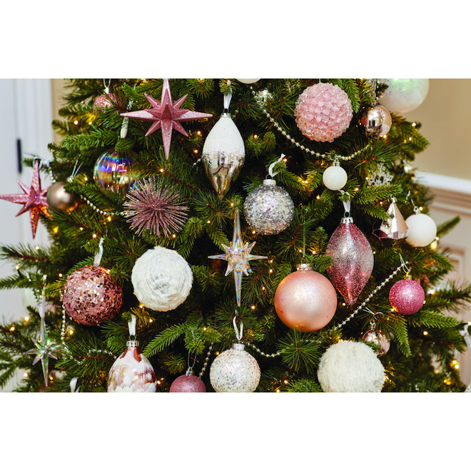 Set Of 2 Metallic Shine Silver 9ft Christmas Tree Bead Garland Decoration 