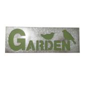Décoration murale en métal, 29" x 3/4" x 10-1/4", gris/vert