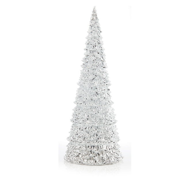 Lighted LED Christmas Cone Tree - 17" - Silver