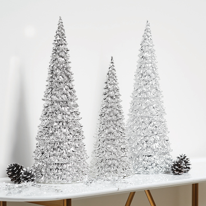 Lighted LED Christmas Cone Tree - 17" - Silver