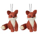 Tree Ornaments - Foxes - Typha - White/Orange - 2-Pack