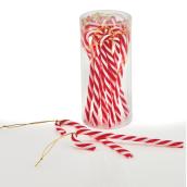 Set of 12 Candy Cane Ornaments - Plastic - Red/White