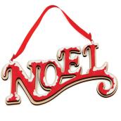 ''NOEL'' Ornament - 4.75" - Plywood - Red
