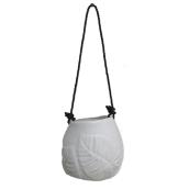 Pot en céramique feuille de palmier suspendu, 5,7" x 5" x 5,5", blanc