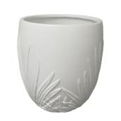 Pot en céramique feuille de palmier Allen + Roth, 11,35", blanc