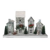 Holiday Living Paper Houses - LED - 16.3-in x 9.5-in x 4.3-in - Silver