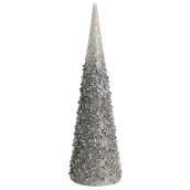 Holiday Living Table Decoration with Beads - Tree - 10-in - Metal - Silver/White
