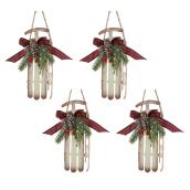 Holiday Living Sled Ornaments - 6.5-in - Metal - White - Set of 4