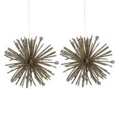 Holiday Living Starburst Ornament - Plastic - Gold - Set of 2