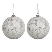 Holiday Living Tree Ornaments - 3.3-in - Polystyrene Foam - Silver/White - Set of 2