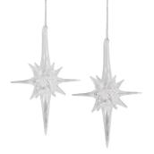 Holiday Living Starburst Ornaments - Hand-Blown Glass - 6-in - Clear - Set of 2
