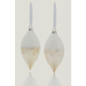 Holiday Living Tree Ornaments - Finial - Glass - White/Gold - Set of 2