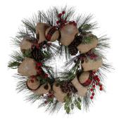 Couronne de Noël Holiday Living avec ruban de jute, 30 po, vert/beige