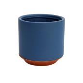 Allen + Roth Cylindric Ceramic Planter - 7.85-in - Navy Blue