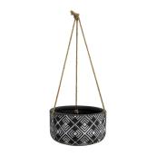 Pot suspendu en céramique Allen + Roth, motif géométrique, 9,25 po, noir et blanc
