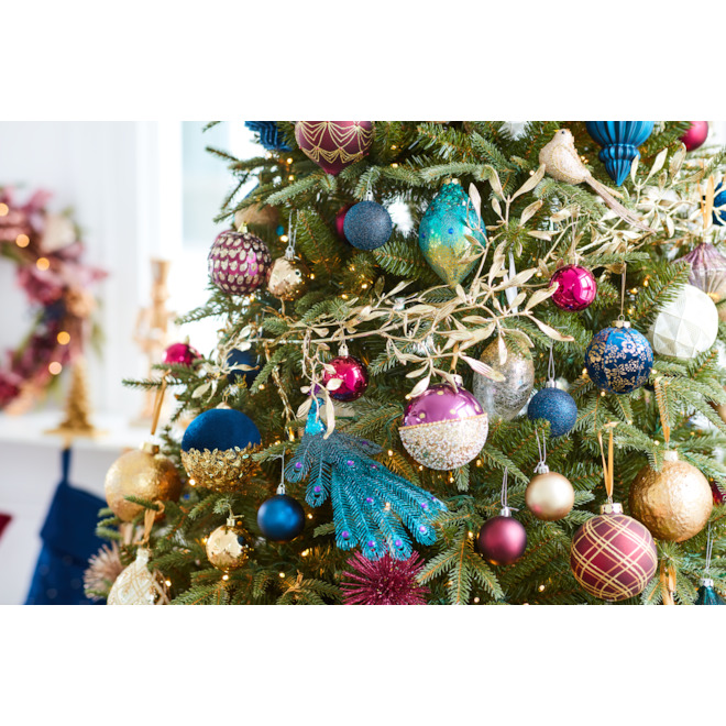 Ornements de paons pour Noël Holiday Living, bleu, paquet de 3
