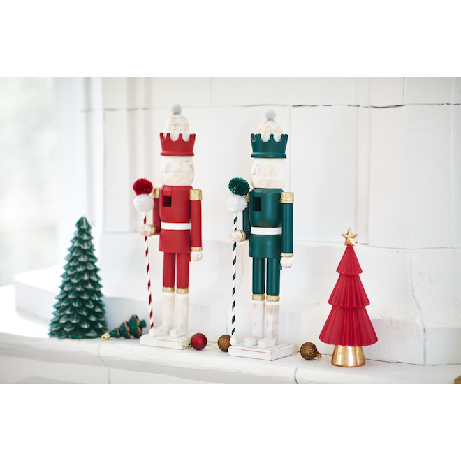 Holiday Living 16.6-in Red and White Wood Nutcracker