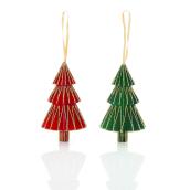 Holiday Living 2-Pack Red and Green Christmas Tree Paper Ornaments