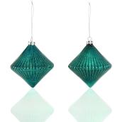 Holiday Living 2-Pack Dark Green Diamond Glass Ornaments