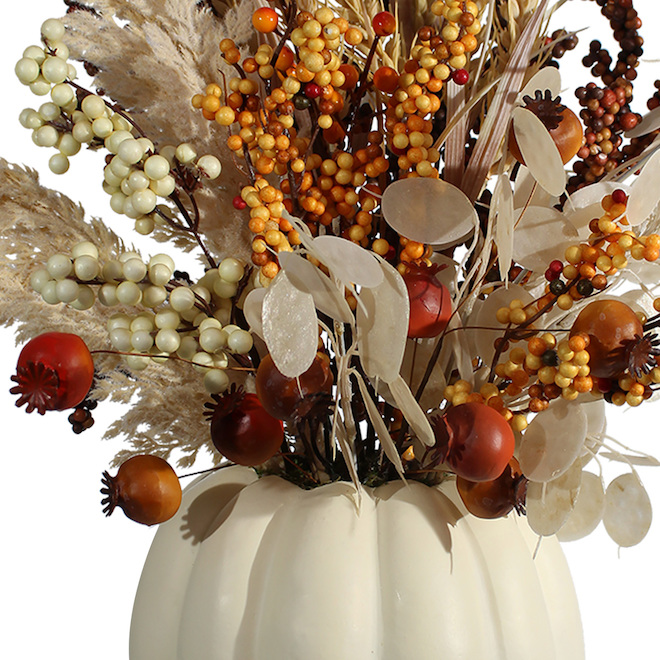 Holiday Living White Pumpkin Centerpiece 16-in