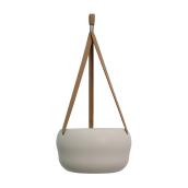 Allen + Roth 5.7-in x 12.4-in White and Beige Ceramic Hanging Planter
