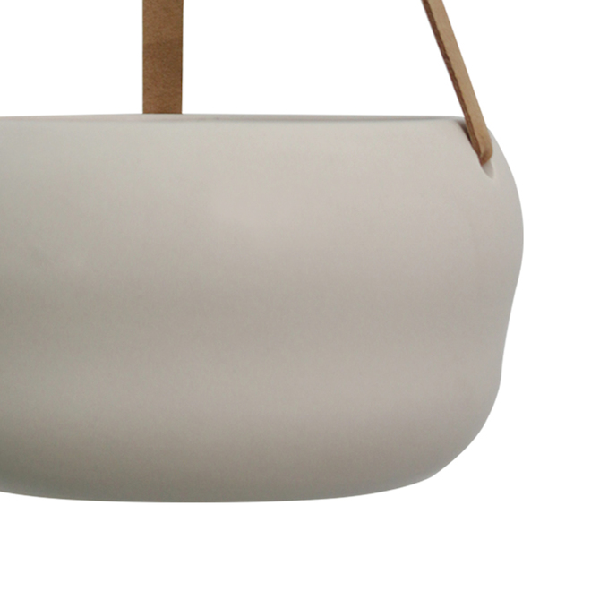 Allen + Roth 5.7-in x 12.4-in White and Beige Ceramic Hanging Planter