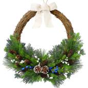 Holiday Living Christmas Wreath Pinecone LED 30-in
