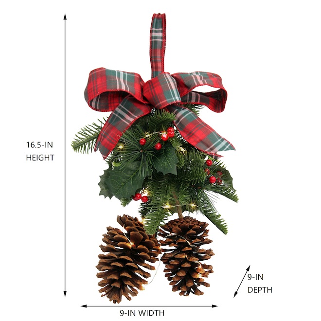 Holiday Living Christmas Decoration Pine Cone LED 16.5-in