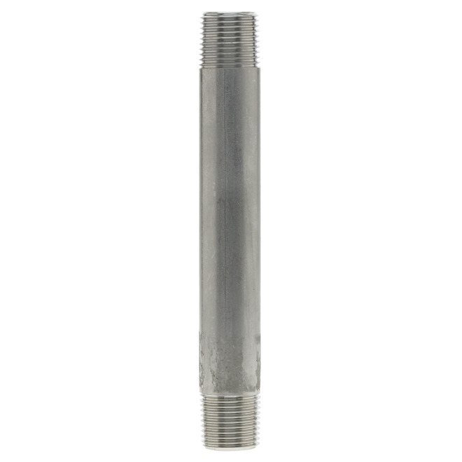 Plumbeeze Long Stainless Steel Nipple - 1/2-in x 6-in